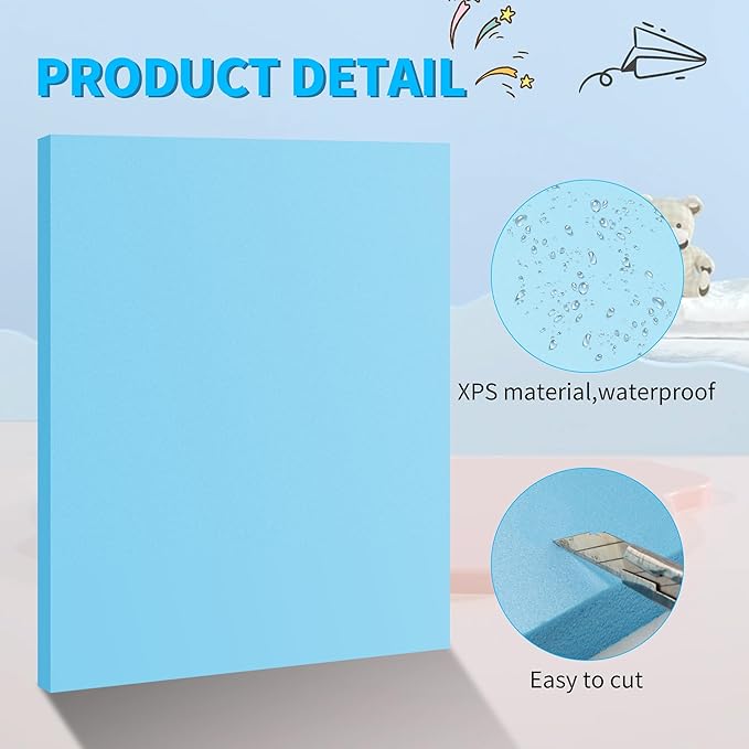 LuckyFoam Blue 13 Pack 15x12x0.5 inch Foam Sheets 0.5 Inch Thick Polystyrene Rectangles XPS Foam Board Craft for Insulating DIY Modeling Art Supplies