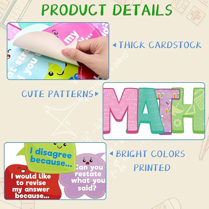 Fancy Land Math Talk Bulletin Board Set for Classroom Decorations Educational Math Interactive Discourse Cutouts for Elementary Middle School Chalkboard Home Office Wall Door Decor 50Pcs