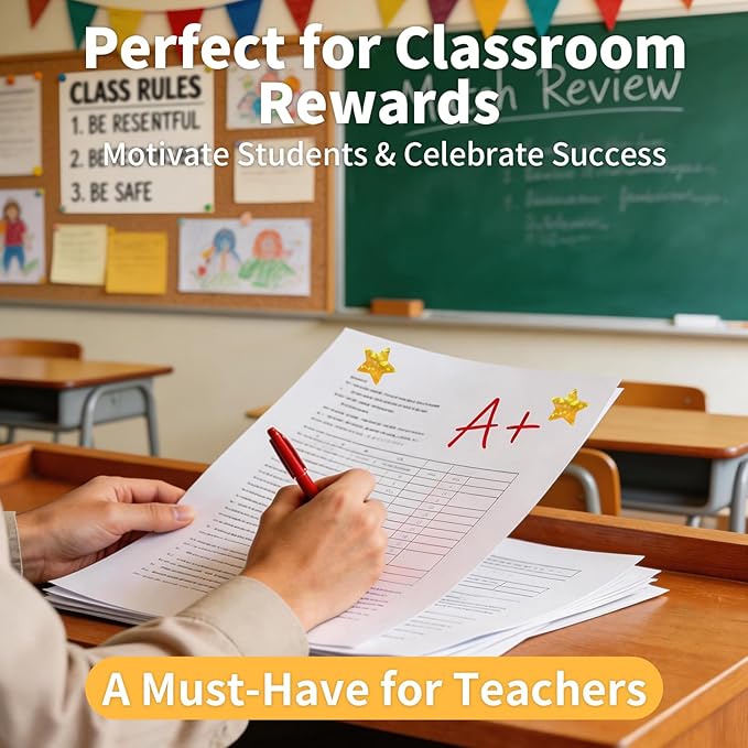 1000 Pcs Holographic Gold Star Stickers, 1 Inch Sparkly Foil Stars for Kids Reward, Self Adhesive Metallic Shiny Labels for Teacher Classroom Supplies, Student Behavior Chart