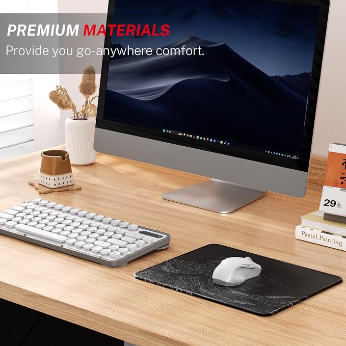 MROCO Essential Office & Gaming Mouse Pad, 8.5 x 11 Inch, Kanagawa Wave | Anti-Fray Stitched Edges, Functional Pattern Design, Non-Slip Rubber Base, Water and Stain Resistance