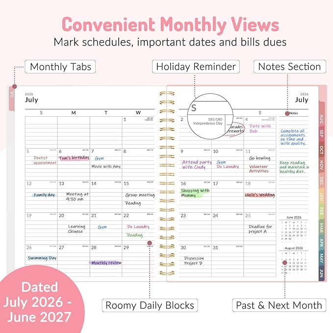 Teacher Planner 2026-2027, Forvencer Academic Planner 2026-2027, Jul 2026 - Jun 2027, 8.5"x11", Weekly & Monthly Planning Book with 7 Periods, School Agenda for Teacher Student, A4, Navy Blue