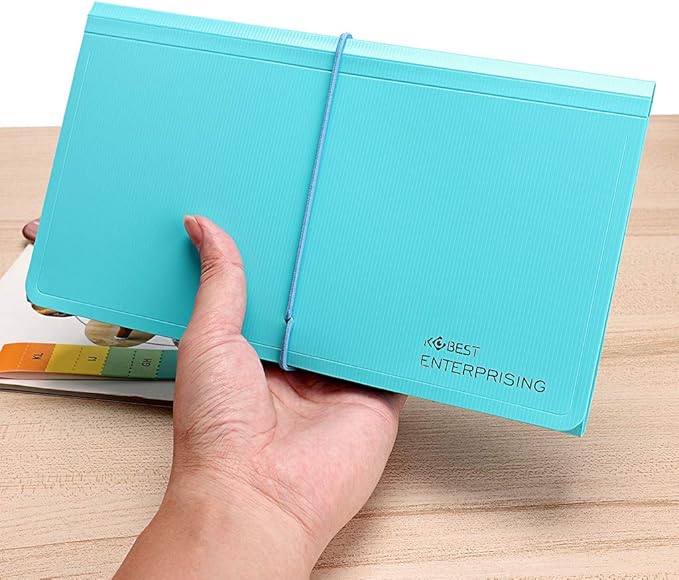BTSKY Expanding File Folder - Blue, Plastic, 10.2in x 1in x 5.7in, 13 Pockets, Easy Subdivision, Fasten Rope Closure