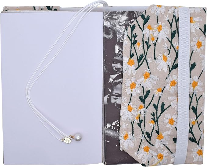 BLBMH 5x8 Book Cover | Handmade Non-Stretch Fabric Sleeve with Bookmark | for Paperback Bible Journal | Privacy Reading Gift for Women - Daisy 2