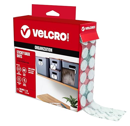 VELCRO Brand Large 1 Inch Dots with Adhesive | 100pk Circles | Stick On Round Hook and Loop Tape | Kindergarten Classroom Must Haves | Office Organization Essentials | White