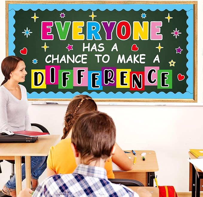Justforjoyful Motivational Bulletin Board Decoration Set Classroom Inspirational Quotes Everyone Has a Chance to Make a Difference Classroom Cutouts for Elementary School Bulletin Board Wall Supplies