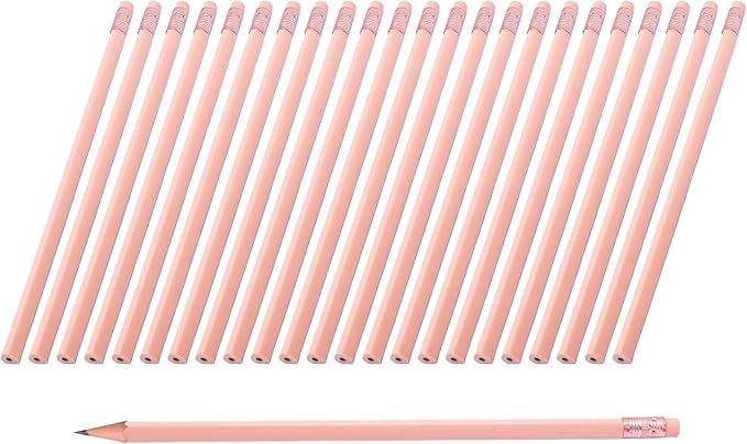 24Pcs HB Graphite Triangular Grip Wood Pencils with Eraser for School, Drawing and Sketching, and Office Use(Pink)