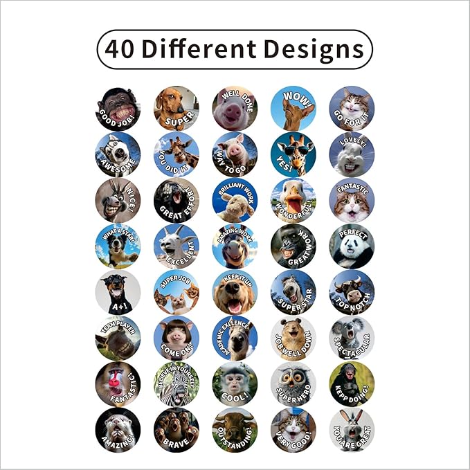 800 Pcs Funny Animal Meme Incentive Stickers, Teacher Reward Stickers for Classroom - 40 Vibrant Designs Motivational Positive Stickers - Encourage Kids to Do Chores, Go to The Toilet