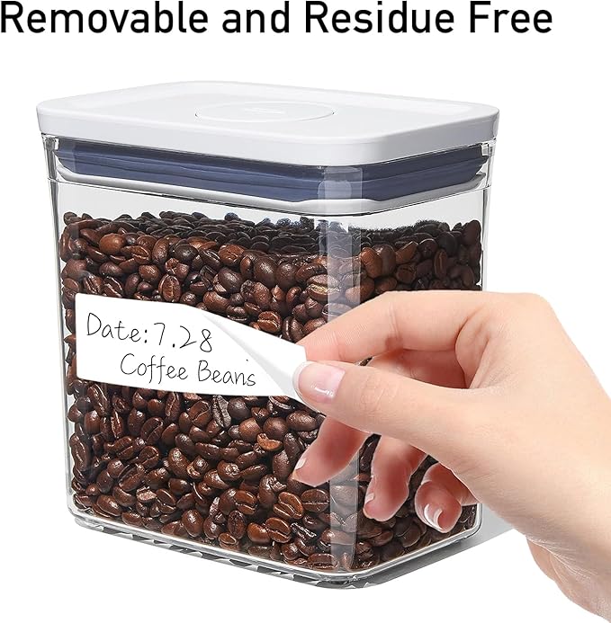Lrogoe 1000 Pcs Blank Removable Freezer Labels Water Oil Resistant for Food Containers Jars Pantry Organization (Each Measures 1” x 2”)