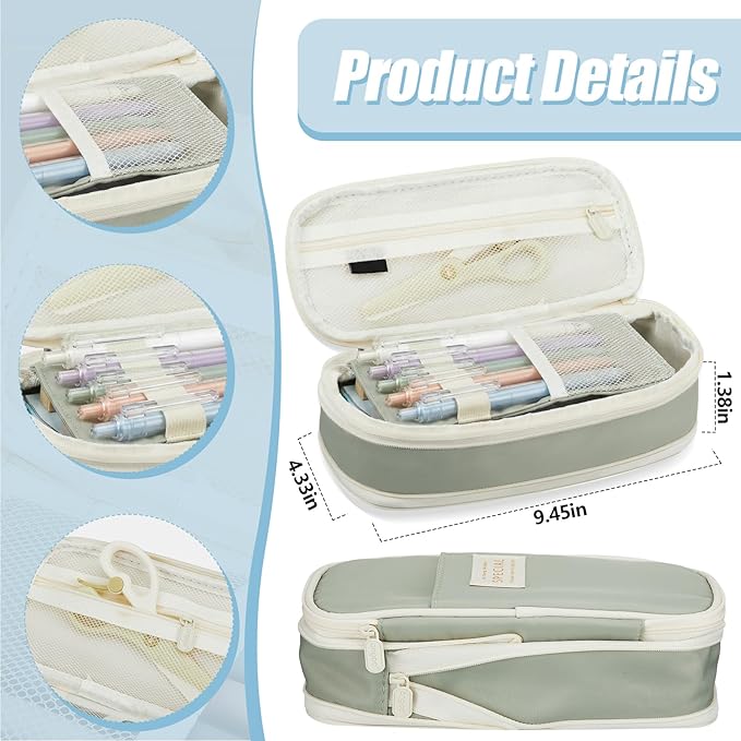 Jutom 39 Pcs Aesthetic Book Annotation Kit Highlighter with Pencil Case Bag Gel Pen Transparent Sticky Note Taking Bible Study College School Supplies (Green,Cute Style)