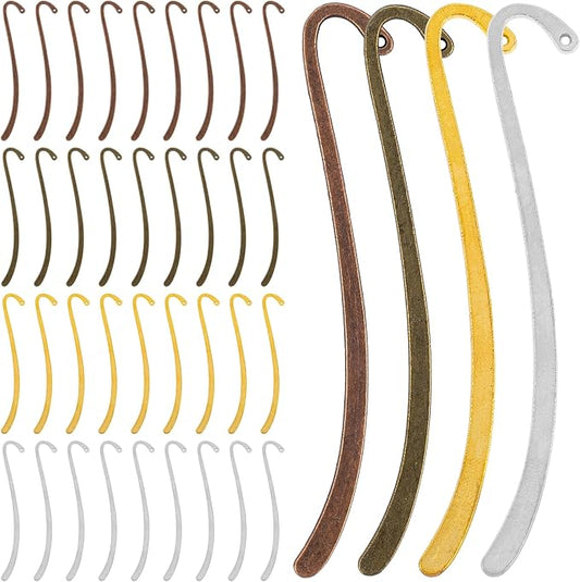 Framendino, 40 Pack Vintage Metal Bookmarks with Hook for Reading Enthusiasts (Silver & Gold & Bronze & Antique Copper)