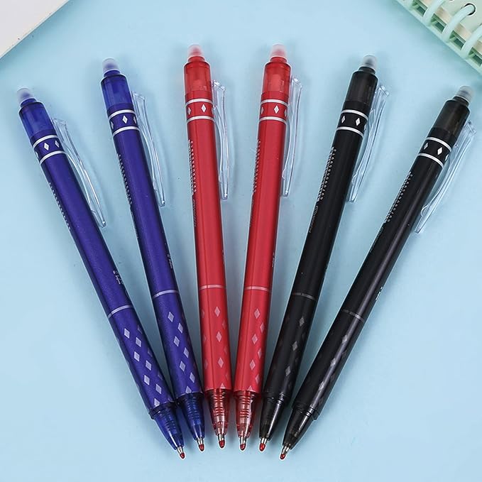 MOZXIRZ 6 Pcs Erasable Gel Ink Pens Retractable Pens 0.5mm Fine Point Black Ink Smooth Writing Erasable Pen for Women Men Girls Boys Office School Supplies (6Pcs Black Ink)