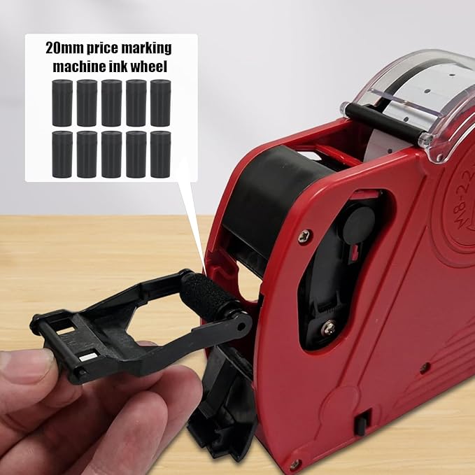 Label Machine Ink Rollers - 10 Piece Tagging Inks Wheels, 20mm Cartridge Refills, Black Print Inkk Discs | Compatible Innk Accessories for Clothing Tag Applicators Labeler Retail Store Equipment