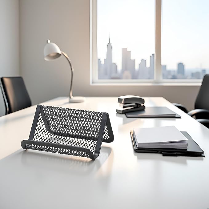Black Business Card Holder, Metal Mesh Business Card Holder, Credit Name Card Case, Office Card Collection Organizers Storage Stand Card Filing Products Desk Accessories and Workspace Organizers