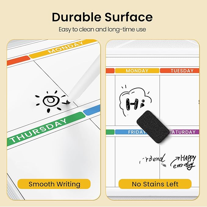 Colorful Whiteboard Calendar for Wall,16" x 12" Hanging Dry Erase Calendar Board, Weekly White Board for Home,School, Office