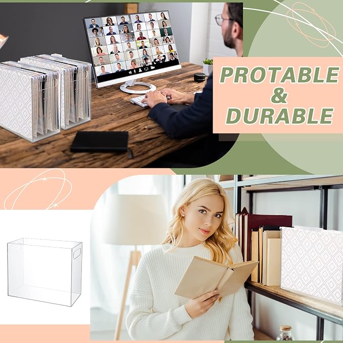 Thenshop 3 Pcs Acrylic File Organizer Acrylic Desktop File Box with Handle Hanging Folder Clear Holder Filing Box for Office Home School Letter Size Folder Storage, 12.2 x 5.5 x 9.4 Inch