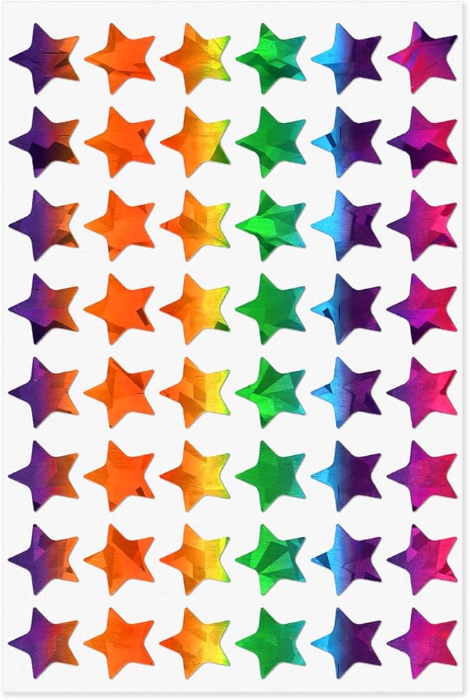 480 PCS Holographic Star Stickers 0.8” Vinyl Self Adhesive Samll Sparkle Foil Labels Waterproof Reward Decals for Students Teachers