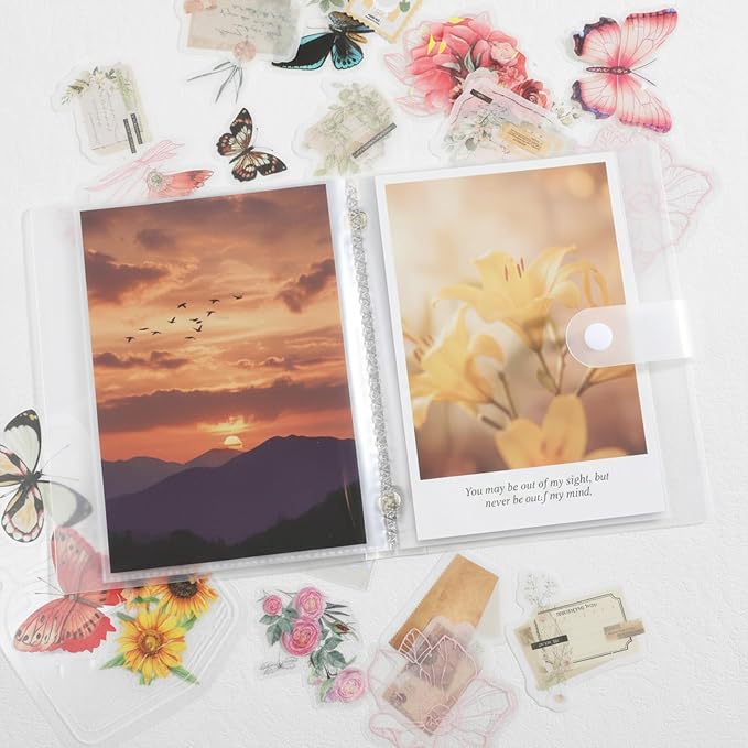 40 Pockets Sticker Organizer Storage Album with Snap Book Stickers Collecting Binder A6 Nail Art Sticker for Scrapbook Planner Journal Stickers Cards