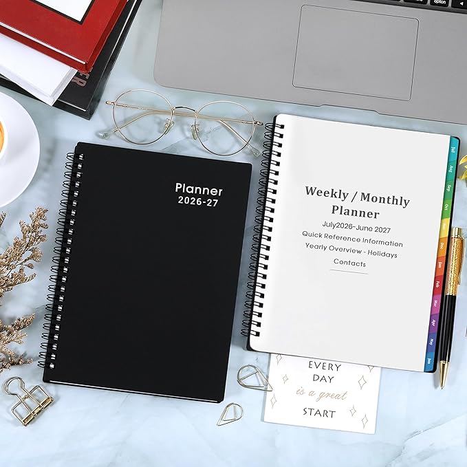 2026-2027 Planner - Weekly & Monthly Academic Planner 2026-2027, From July 2026 - June 2027, 6.25 in × 8.3 in, Flexible Cover, Twin-Wire Binding - Classic Black, Improving Your Time Management Skill