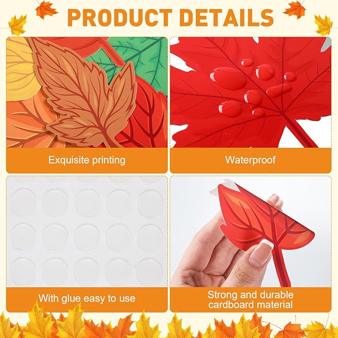 Cholemy 108 Pcs Maple Leaves Cutouts Fall Classroom Decorations Autumn Bulletin Board Decor Paper Fall Leaves Cutouts Crafts for Kids Thanksgiving Holiday School Wall Home Supplies, 9 Styles