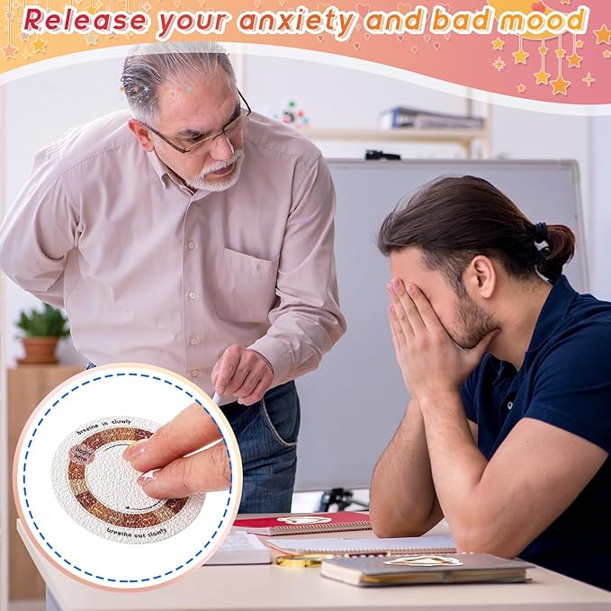 Gersoniel 72 Pcs Anxiety Sensory Stickers Calm Stickers Adhesive Textured Mental Health Strips Mindfulness Fidget Decals Stress Anxiety Relief Items for Desk Therapy Office Counselor(Boho Breathe)