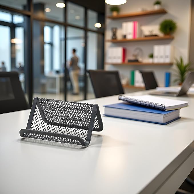Black Business Card Holder, Metal Mesh Business Card Holder, Credit Name Card Case, Office Card Collection Organizers Storage Stand Card Filing Products Desk Accessories and Workspace Organizers