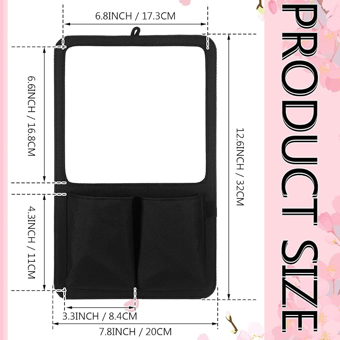 Briwooody Magnetic Locker Organizer 7.8 x 12.6 Inch Locker Accessories Magnetic White Board with Holder Bag Back to School Holder Bag First Day of School Supplies for Cabinet Refrigerator(Black)