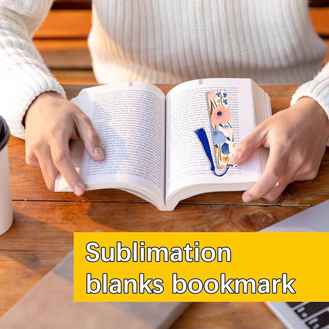 LIZOIDZSM 45 Pcs sublimation bookmarks，sublimation bookmark blank Aluminum Metal Bookmarks Bulk DIY Bookmarks with Hole and Colorful Tassels for Crafts Reading School Office Supplies, White