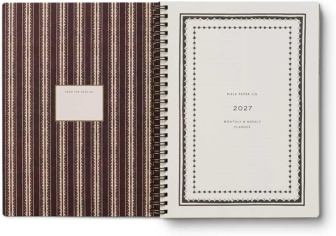 RIFLE PAPER CO. 2027 Sage Hydrangea 12-Month Softcover Spiral Planner, Includes Sections for Monthly Views, Contacts, Celebrations, Includes Pockets for Storage