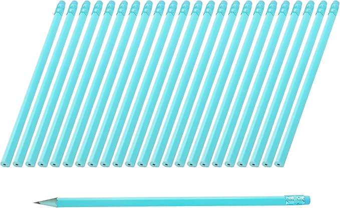 24Pcs HB Graphite Triangular Grip Wood Pencils with Eraser for School, Drawing and Sketching, and Office Use(Blue)