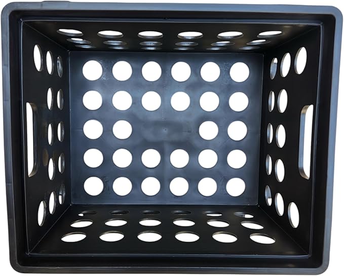 File Crate, Stackable Plastic Storage Bin with Handles,Organize Files at Home, Garage, Office, School, Black