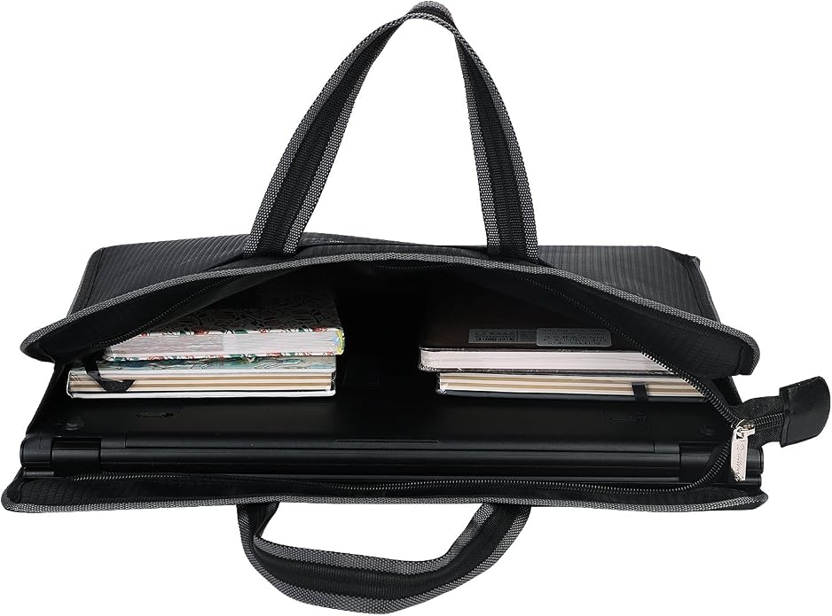 Zippered Document Bag with Handle Oxford Waterproof Portfolio Case Lightweight Business Briefcase Handbag A4 File Organizer