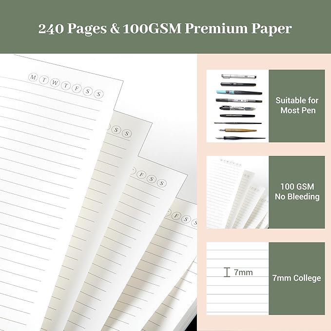 Yoment Discbound Lined Refills for 8.58 x 11 Hardcover Notebook, Spiral Journal Notebook for Office Work Meeting Planner, for School Students Class Notes, Large