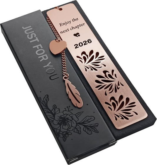 Happy Retirement Gifts 2026, Graduation Bookmark, Enjoy The Next Chapter, Stainless Steel Bookmark for Women Men, Retirement Gifts for Coworker, Teacher Appreciation Gift, Graduation Gifts, Rose Gold