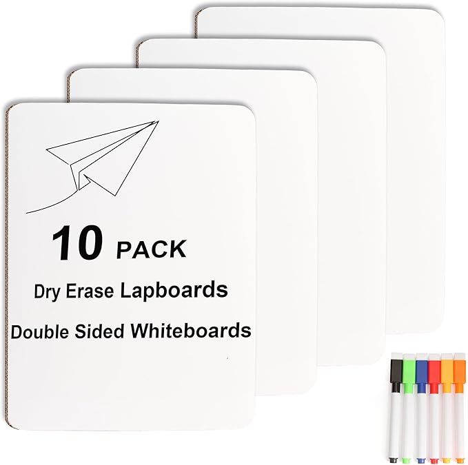 4 Pack Dry Erase Boards, Double-Sided Small White Board for Classroom Student, 9"x12" Portable Dry Erase Board Bulk, Mini Whiteboard for Teacher Classroom Supplies