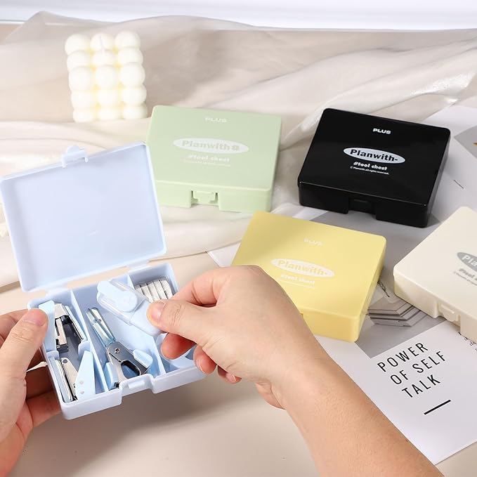 PATIKIL 2 Pack Office Supplies Set, 8pcs Desk Supplies Set Stapler Tape Dispenser Scissors Accessories Kit Mini Office Supply Kit Cute Small for Desk Women Organizer, Black Yellow
