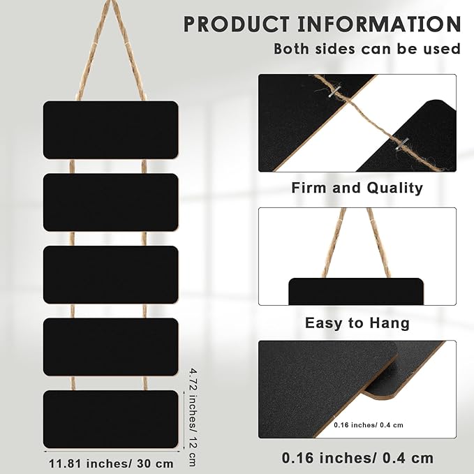 Double Sided Hanging Chalkboard Signs Wooden Erasable Message Board Rustic Chalkboard Hanging Signs Rectangle Message Memo Display with Rope for Wedding Bar Restaurant Kitchen Wall(1 Set)