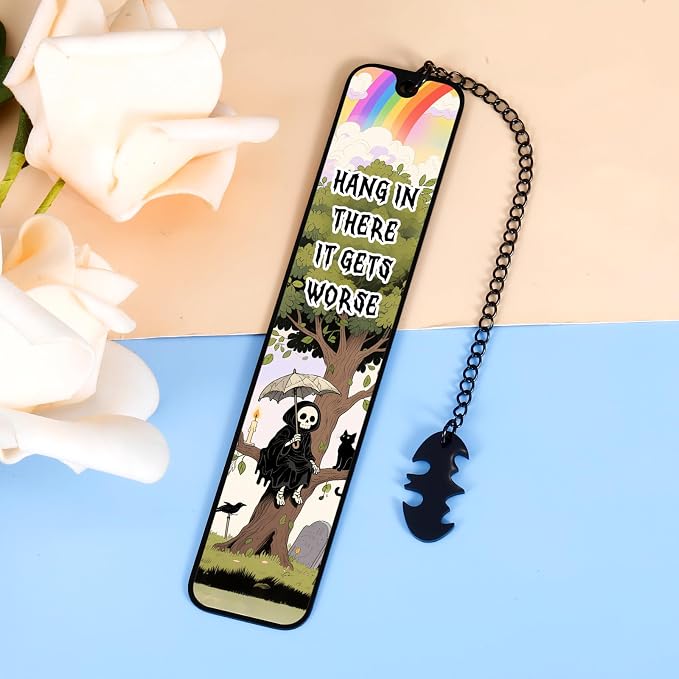 Cat Bookmark for Women, Wicked Bookmark Gifts Goth Christmas Gifts Gifts for Women Who Like to Read Spooky Skull Bookmarks, Dark Humor Gift for Coworker Friend Horror Wicked Bookmarks for Book Lovers