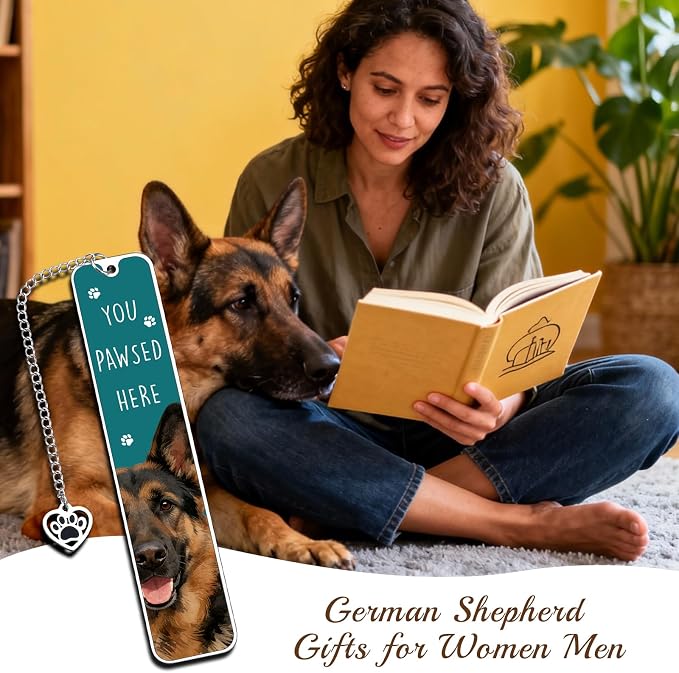 German Shepherd Gifts for Women Men, Gift for German Shepherd Lovers Owners, Dog Dad Gifts for Men, Bookmark Gift for Dog Lovers Kids Adults, Reading Accessories for Book Lover Bookworm Bookish Nerd