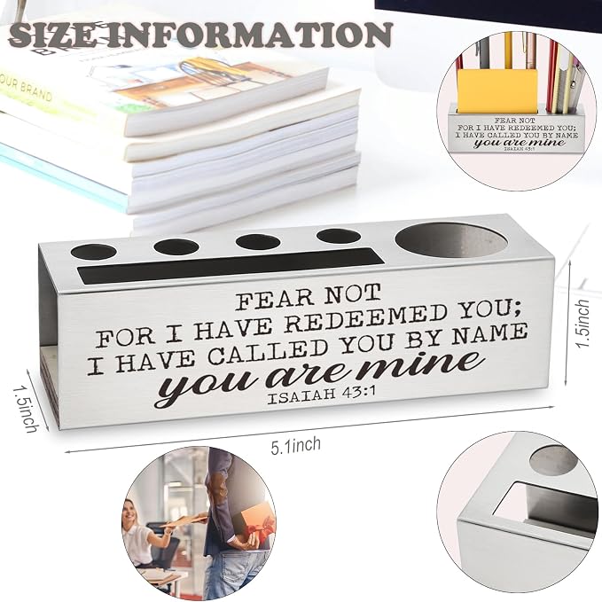 Isaiah 43:1 Bible Verse Pen and Pencil Holder, You Are Mine Scripture Christian Spiritual Gifts for Pastors Teachers Mentors Spiritual Leaders, Inspirational Thank You Gift Pencil Holder EDP40