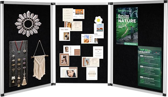 3 Panel Trade Show Presentation Board,Poster Board with Storage Bag Large Tabletop Display Board Folding Art Panel Display for School,Vendor Events,Science Fair Exhibitions (B)