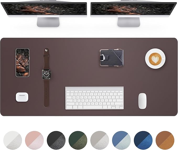 AFIING Large Desk Mat 55" x 24" - PU Leather Desk Pad Protector, Waterproof Non-Slip Extended Mouse Pad for Office Desk, Keyboard, Laptop and Home Workspace (Coffee)