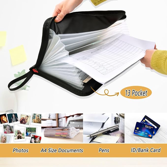 13 Pockets Expanding File Folder French Bulldog Pop Art with Sticky Labels Accordion File Folder Document Organizer Letter Size A4 Papers Expandable File Keeper