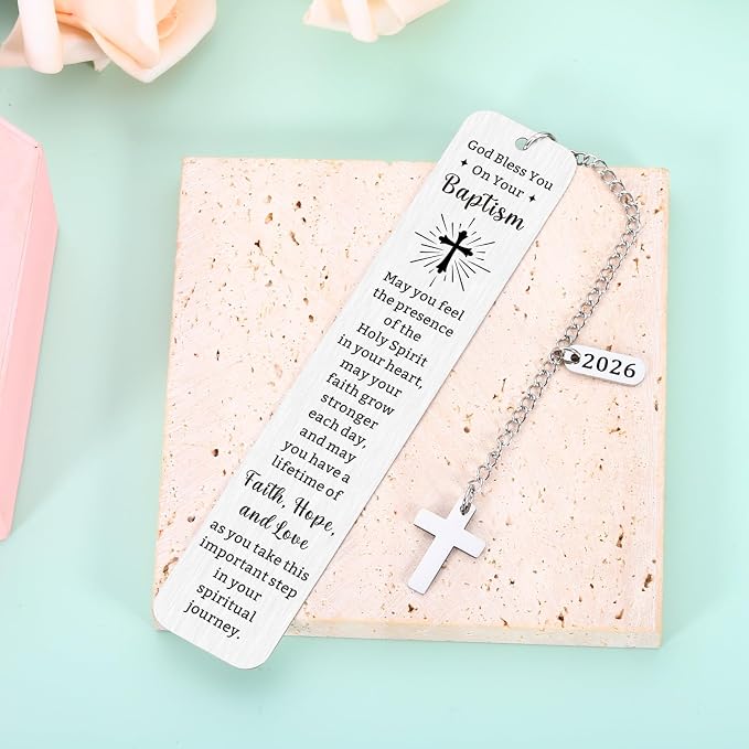 Adult Baptism Gifts for Women Men, Bulk Catholic Baptism Gifts for Teen Girls Boys, Cross Baptism Bookmark, Easter Basket Stuffers,First Communion Gift for Teens,Christening Confirmation Gift for Kids