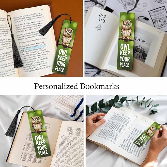 Owl Bookmarks 5 Pcs with Tassels Keep Your Place Animal Bird Tree Branch Wooden Bookmarks for Reading Women Students Teacher Reader