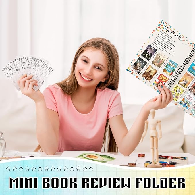 Glenmal 120 Pcs Mini Book Review Bookmarks Reading Journal File Log Page with 2 Pcs Double Sided Correction Tape Reading List Bookmark for Book Lovers Bookish Bookworms Student Gift (White)