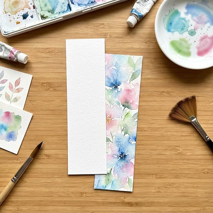 50 Pcs Watercolor Paper Blank Bookmarks140 lb/300 GSM Watercolor Bookmarks for DIY Classroom Projects Crafts and Gift Tags 7.8 x 1.9 Inches
