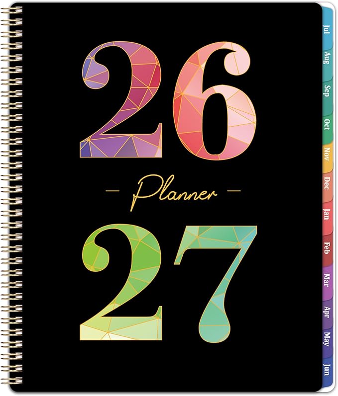 Planner 2026-2027 - Academic Planner 2026-2027 Weekly and Monthly from July 2026 to June 2027, 9" x 11" with Inner Pocket, Colorful Coated Tabs
