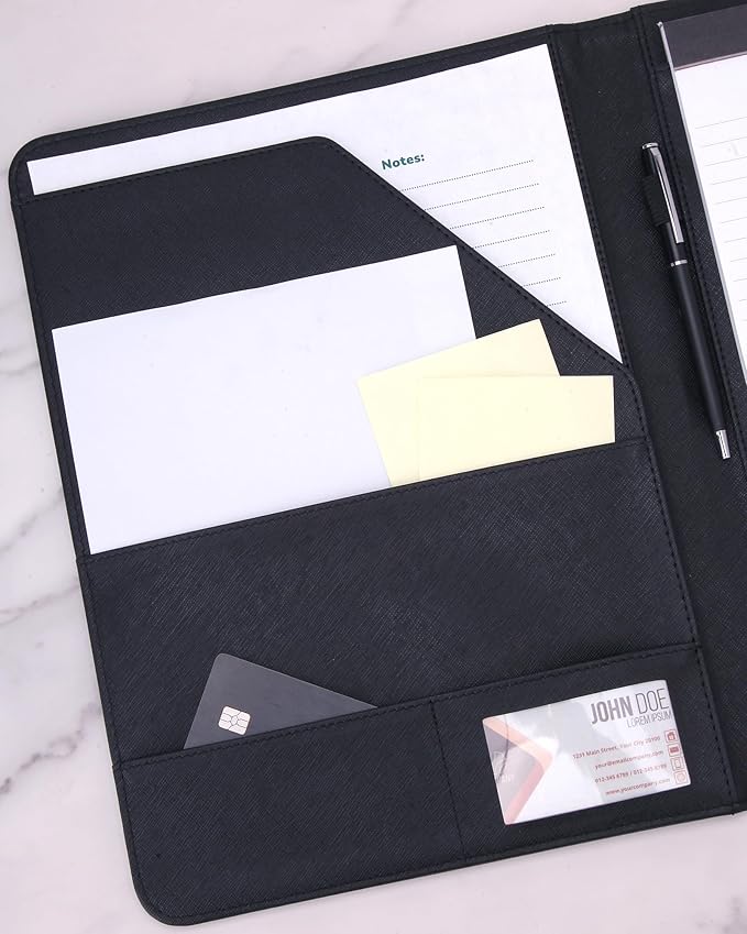 Deluxe Organizer Padded Padfolio, Portfolio Business Document Case with Ruled Letter-Size Perforated Writing Pad