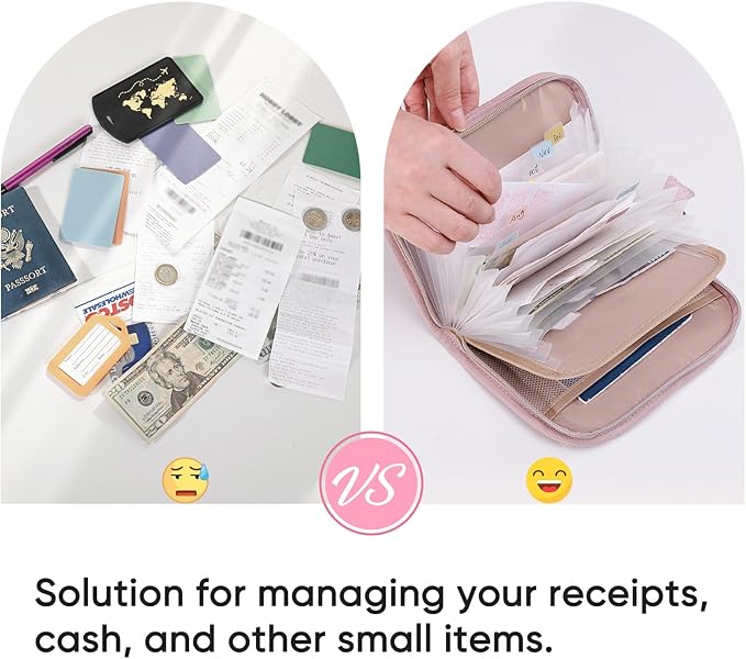 Receipt Organizer with 12 Pockets 8x5.5" Small Receipt Holder Organizer - Accordion File Organizer - Cash/Bill Organizer -Coupon Holder - Budget Binder Money Organizer for Travel, Business