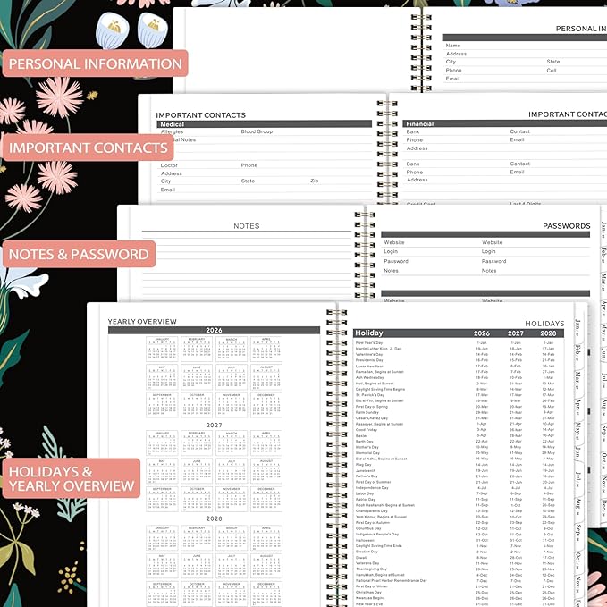 Monthly Planner 2026-2028 - 2 Year Planner 2026-2028, July 2026 - June 2028, 2 Years Monthly Planner, 9" x 11", Monthly Calendar Planners with Inner Pocket, Twin-wire Binding, Tabs